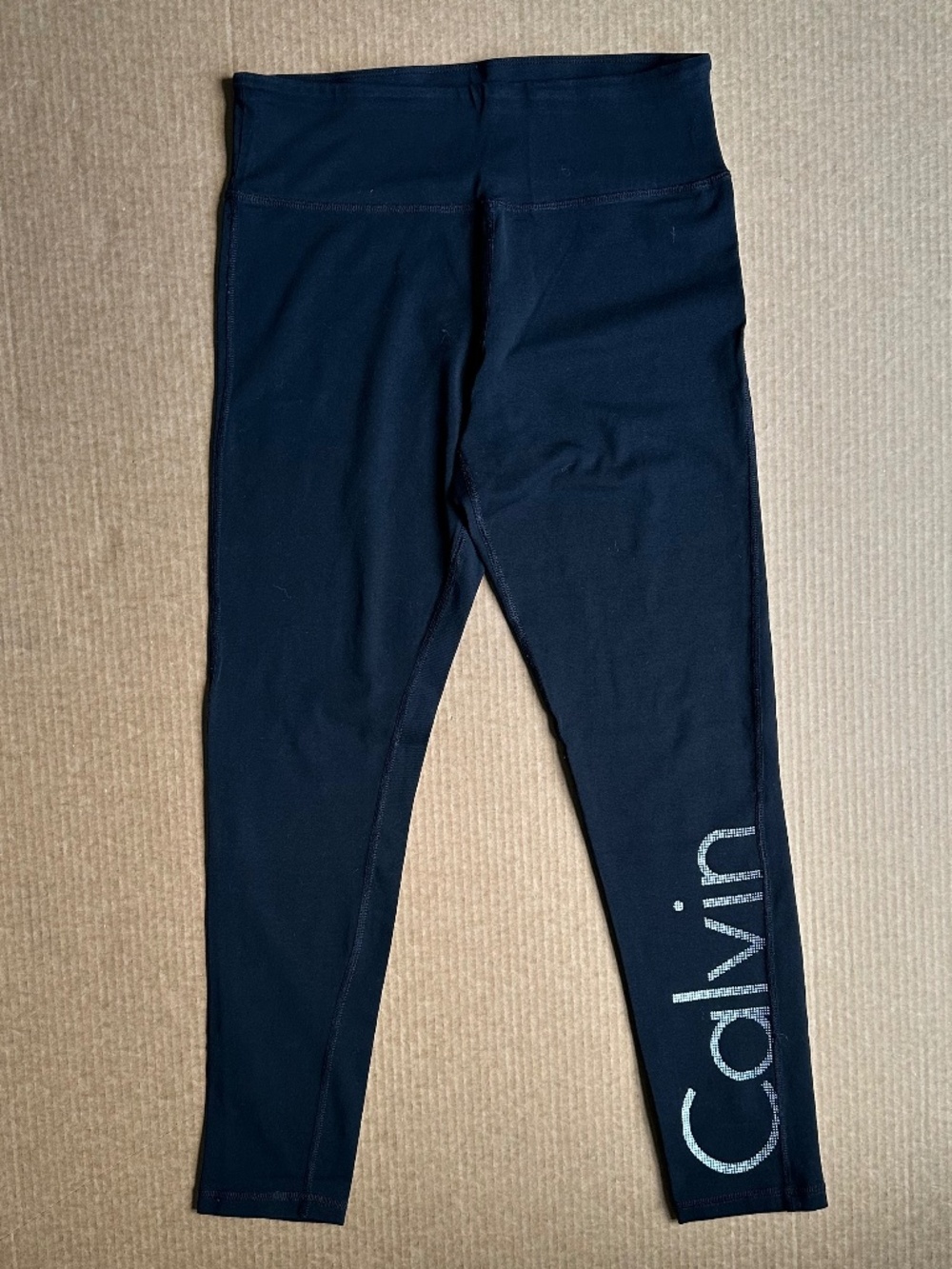 Calvin Klein Performance Black High Rise Dotted Logo Ankle Leggings - Medium